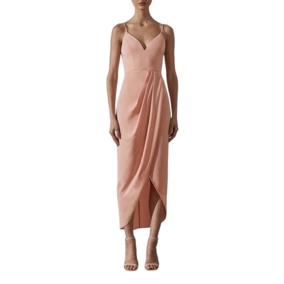 Shona Joy Core Cocktail Draped Dress in Pink Women's Size 2 Bridesmaid Event - Picture 2 of 16